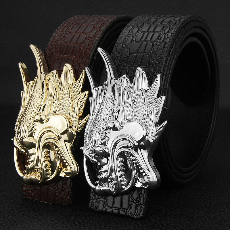 

Ремень мужской кожаный с пряжкой в виде китайского дракона, 3,8 см