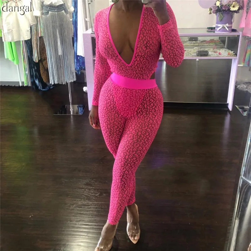 Повседневный облегающий женский комбинезон Флуоресцентный цвет боди