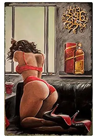 

Sexy Beauty Tin Sign Cafe bar Home Wall Art Decoration Retro Metal Tin Sign Art Decor Iron Painting 8x12 inch