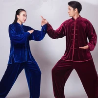 ushine unisex velvet chinese style fall winter thickening taichi uniform sportswear fit male female
