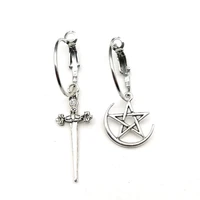 new design the five pointed star dagger earrings hoop pagan gothic hoops earrings earrings asymmetrical earrings gifts