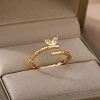 new butterfly bamboo rings for women sweet romantic adjustable ring female jewelry girl wedding gift fashion temperament ring