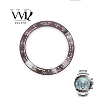 rolamy wholesale high quality ceramic brown with white writing 38 6mm watch bezel for rolex daytona 116500 116520
