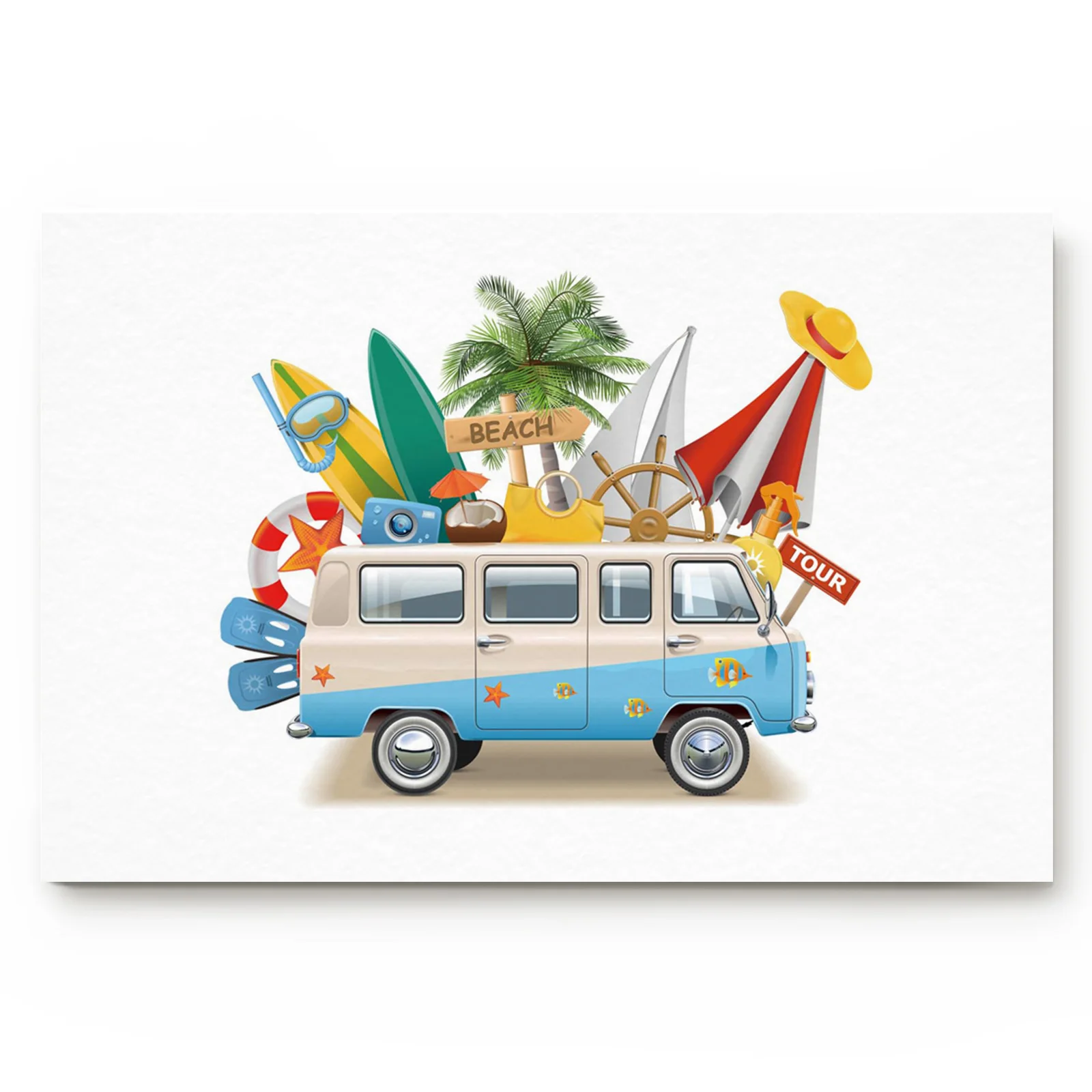 Автомобильный коврик для серфинга с кокосовым деревом кухонный