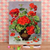 poppy flower printed water soluble canvas 11ct cross stitch diy embroidery complete kit dmc threads painting different