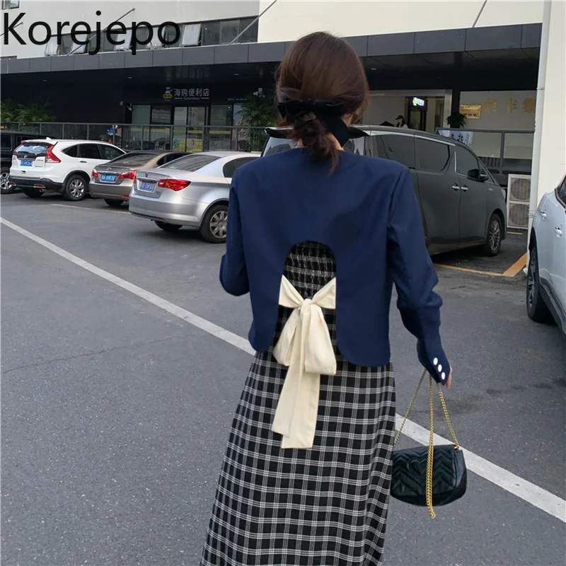 

Женские блейзеры кореjepo, Новинка весна-осень 2021, корейский шикарный Милый нежный короткий темпераментный повседневный костюм, куртка, длин...