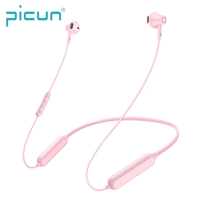 pink Picun X3 Bluetooth наушники IPX6 водонепроницаемые спортивные беговые беспроводные наушники Магнитный дизайн шейные стерео наушники - Цвет: pink