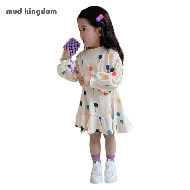 

Детское летнее платье с длинным рукавом, с принтом сердечек и воздушных шаров