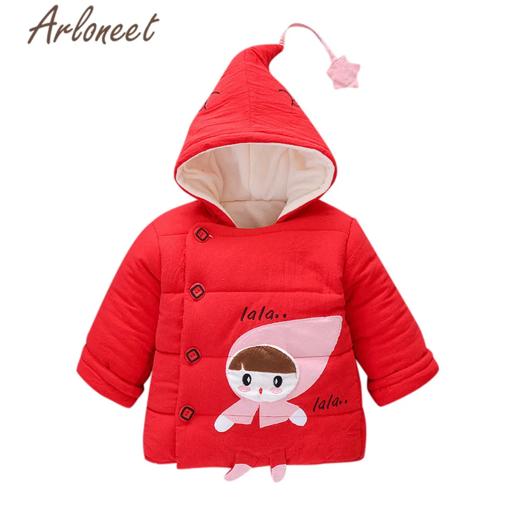 ARLONEET пальто с мультяшным рисунком для маленьких девочек теплое зимнее толстое со