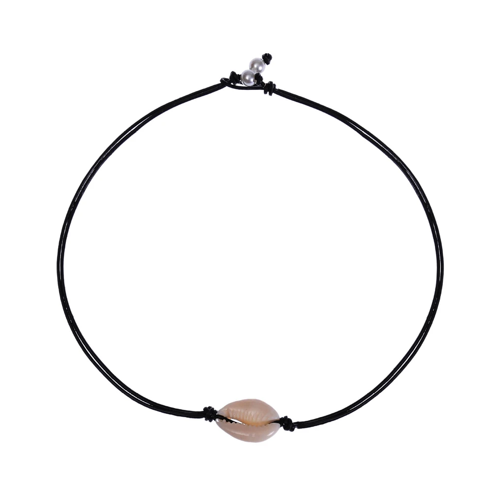 Ожерелье-чокер из ракушек и натуральной летней пляжной ракушки простое богемное