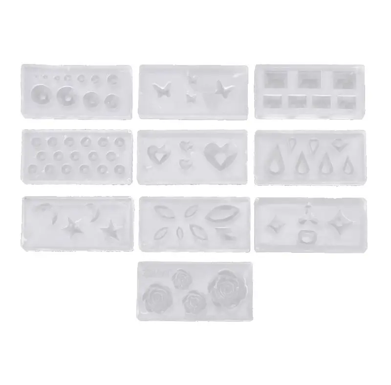 

10Pcs DIY Nail Art Silicone Mold Leaves Flower Template Acrylic UV Gel DIY Tools R9JE