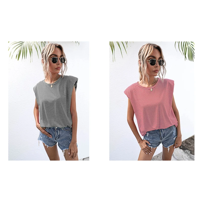 2 шт. свободные майки летний топ без рукавов женская футболка Базовая Трикотажная