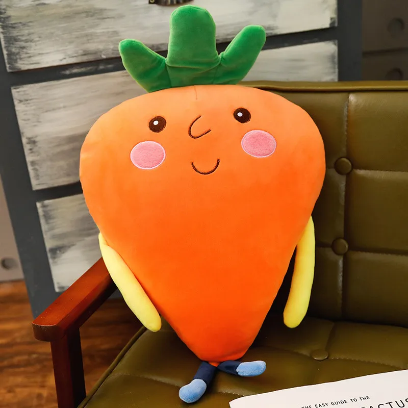 carrot 1 шт. мультфильм улыбка фрукты подушки в виде овощей мультфильм морковь брокколи помидор теплая подушка с отверстиями для рук мягкие игрушки для детей подарок - Цвет: carrot