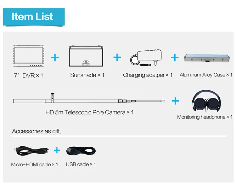 

Portable Full HD Vision 1080P HDMI Output Audio video telescopic pole Security Camera Inspection System life detector