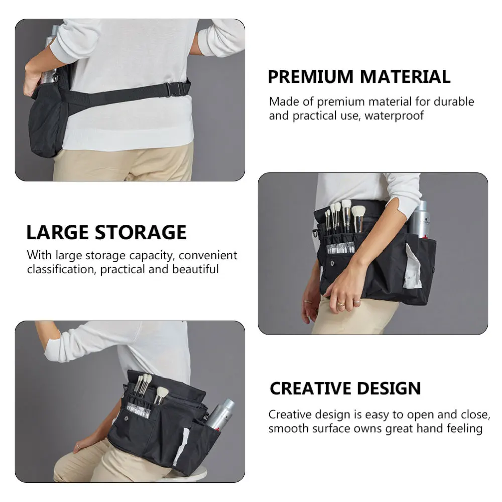 

Pockets Professional Cosmetic Makeup Brush Bag Organizer with Artist Belt Strap