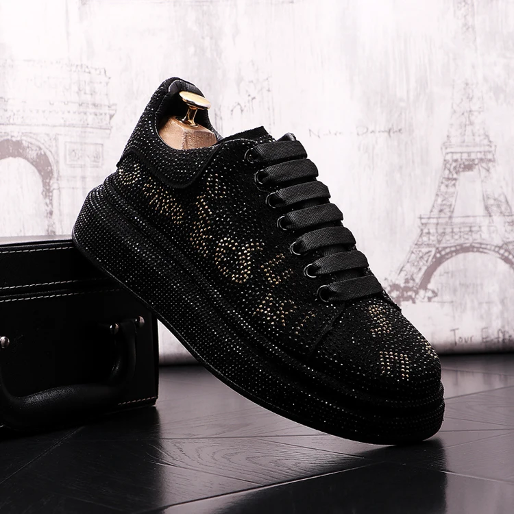 Новые роскошные дизайнерские мужские туфли со стразами кроссовки в стиле панк