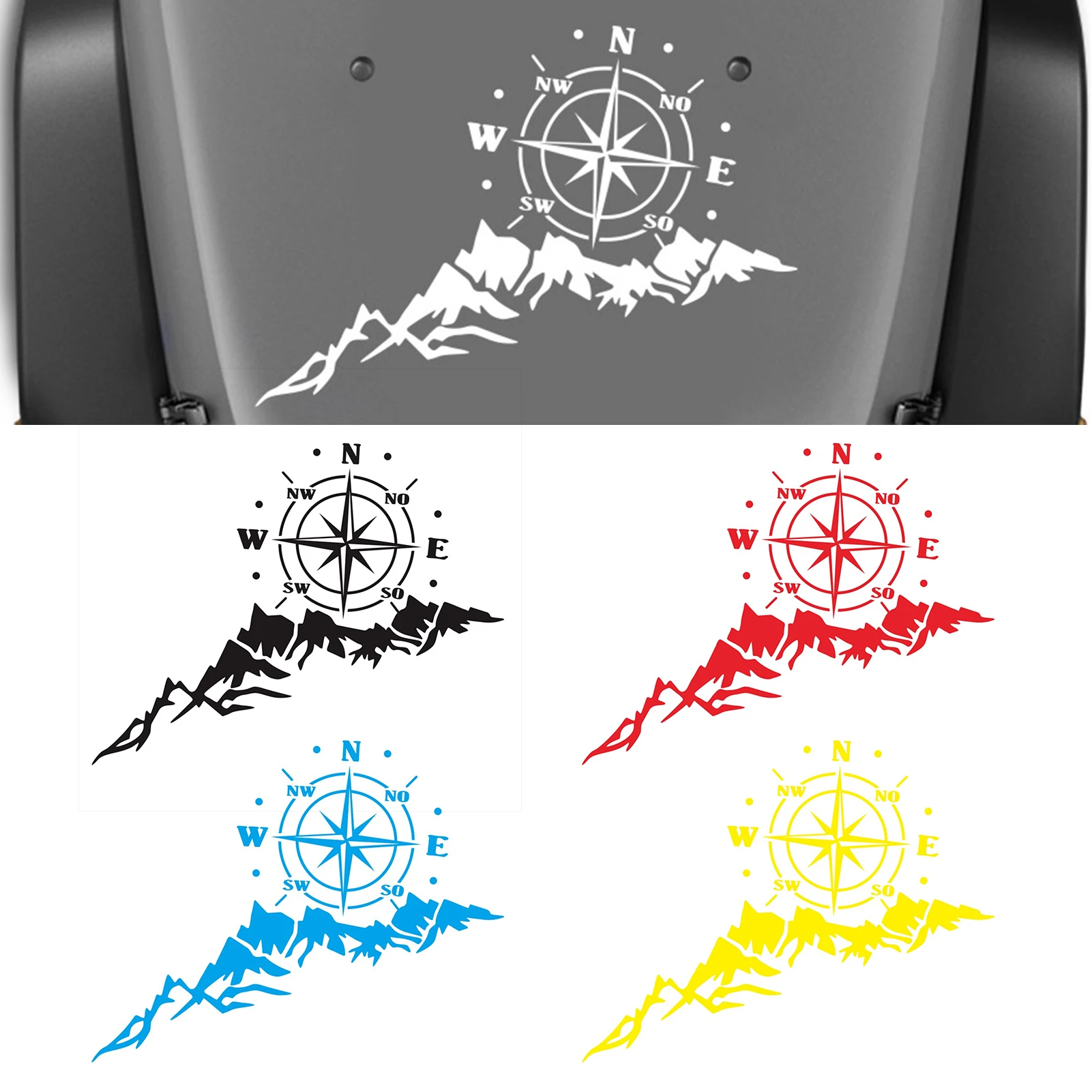 

New Car Sticker Reflective Compass Tree Mountain Marks Bodywork 5-Color DIY Decorations Auto Decals Cars Art Body Car Stickers