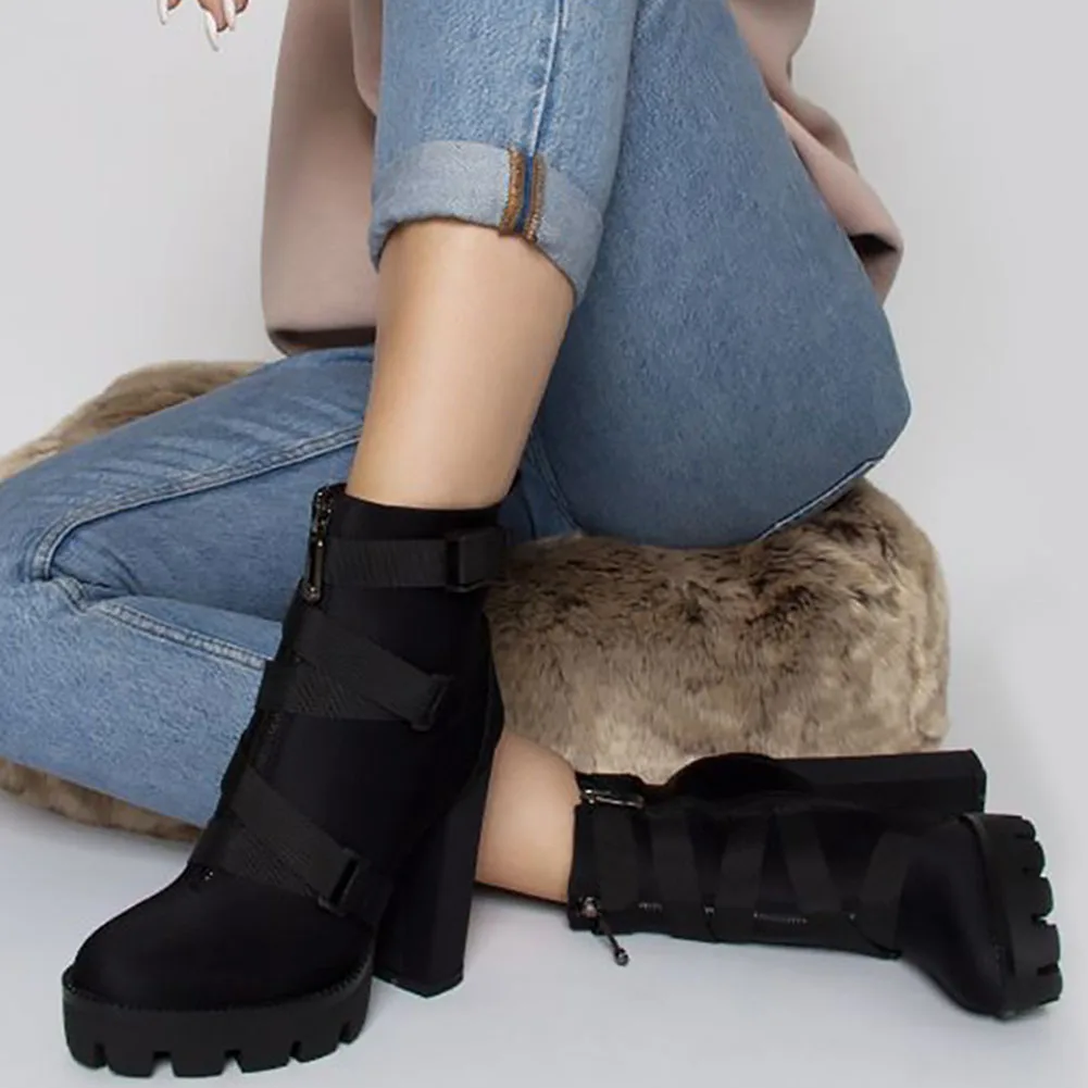 FINDHER/обувь с ремешком женские ботильоны женская обувь на высоком квадратном