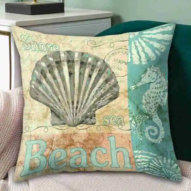

Modern Marine Life Series Cushion Cover Sofa Hotel Decorative Printed For Living Room Bed Sofa Pillow Cover 45x45cm Wholesale