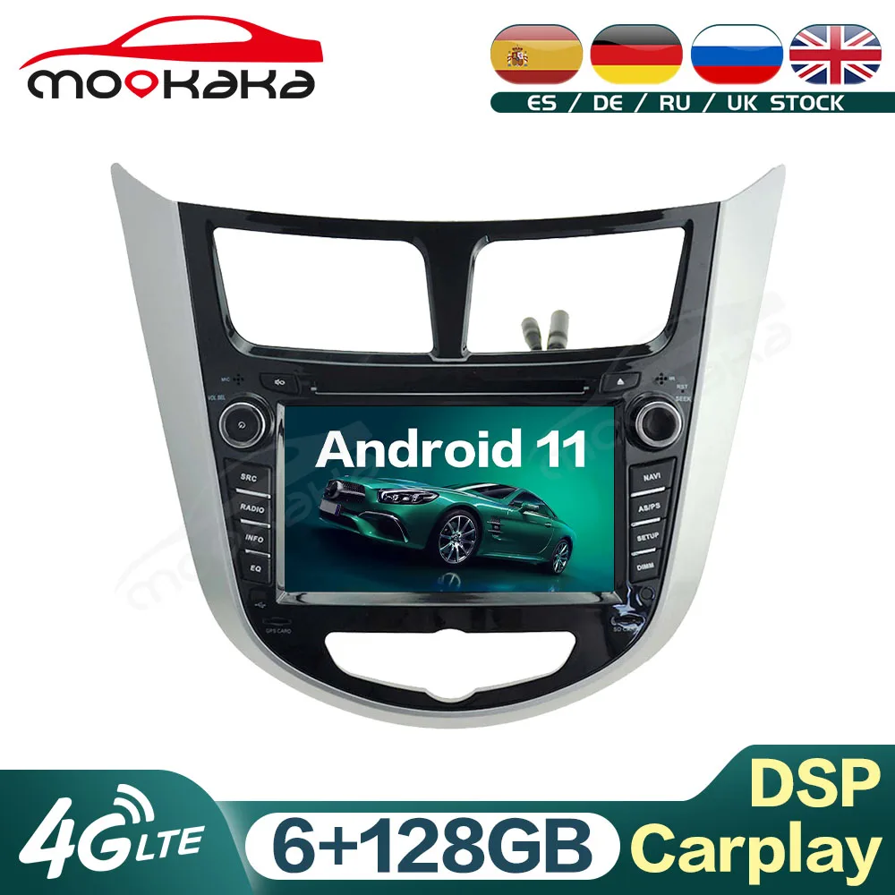 

For Hyundai Solaris Accent Verna 2011- 2016 Android 11 6G+128GB Car Audio Multimedia Radio DVD Player GPS Navigation Carplay DSP