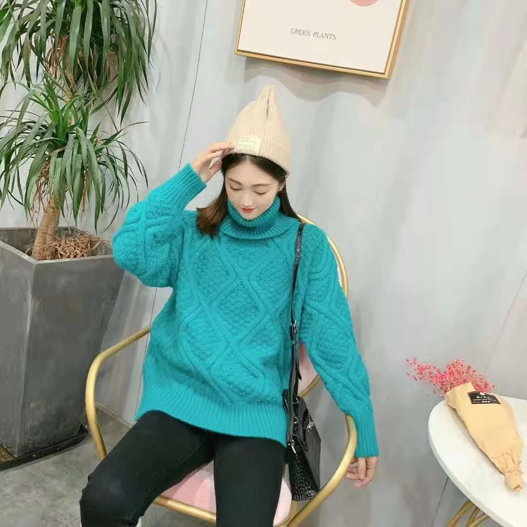 

Sweater Women's Turtleneck Pullover Winter Thick Autumn/winter Women's Sweaters Loose Retro Knitted Jacket Tops