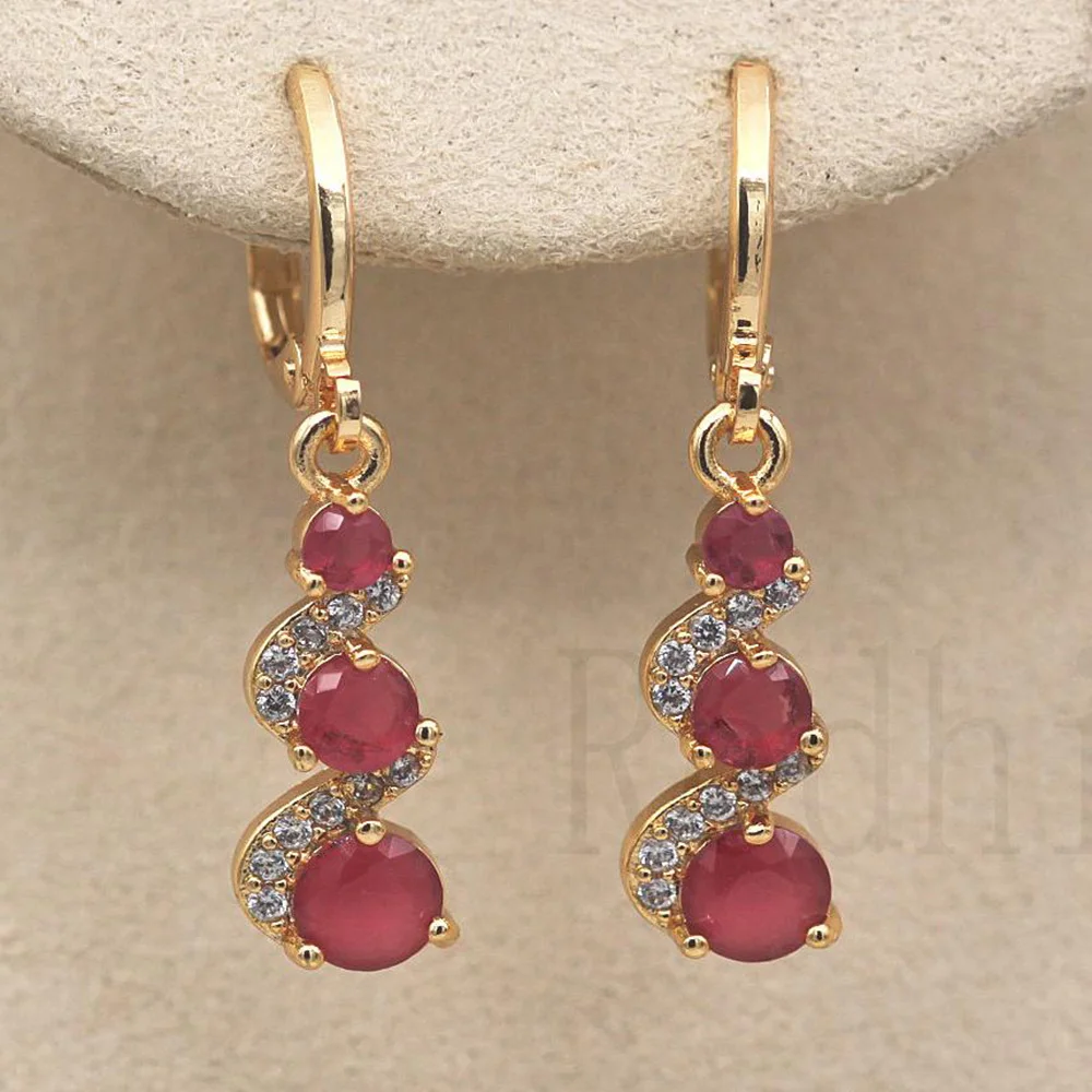OBS2958-Gold-Red Роскошные Висячие серьги для женщин, серьги золотого цвета с радугой, красный, зеленый циркон, трендовые ювелирные изделия, вечерние, подарок на свадьбу - Окраска металла: OBS2958-Gold-Red