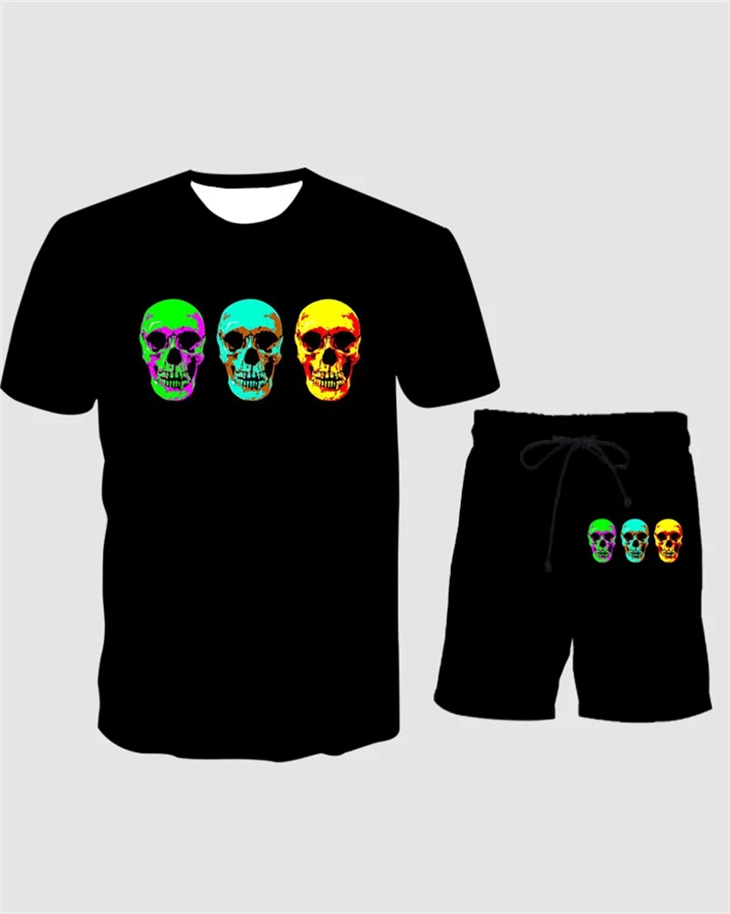 

Fahion New Men's 3D T shirt Set 3D Print Trend Exquisite Pattern Clothes Men's Outdoor Leisure Short Sleeve Shorts 2 Piece Set