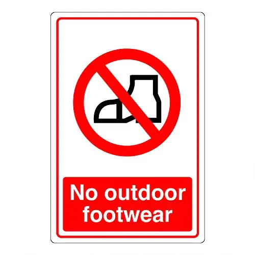 

No Outdoor Footwear Sign with Symbol Metal Aluminum Prohibited Sign ndoor Outdoor Use (12" (H) x 8" (W), Sign Without Holes)