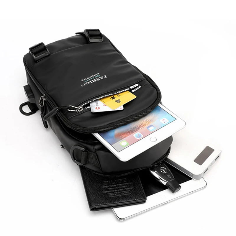 Нейлоновые нагрудные сумки высокого качества мужские через плечо с usb зарядкой