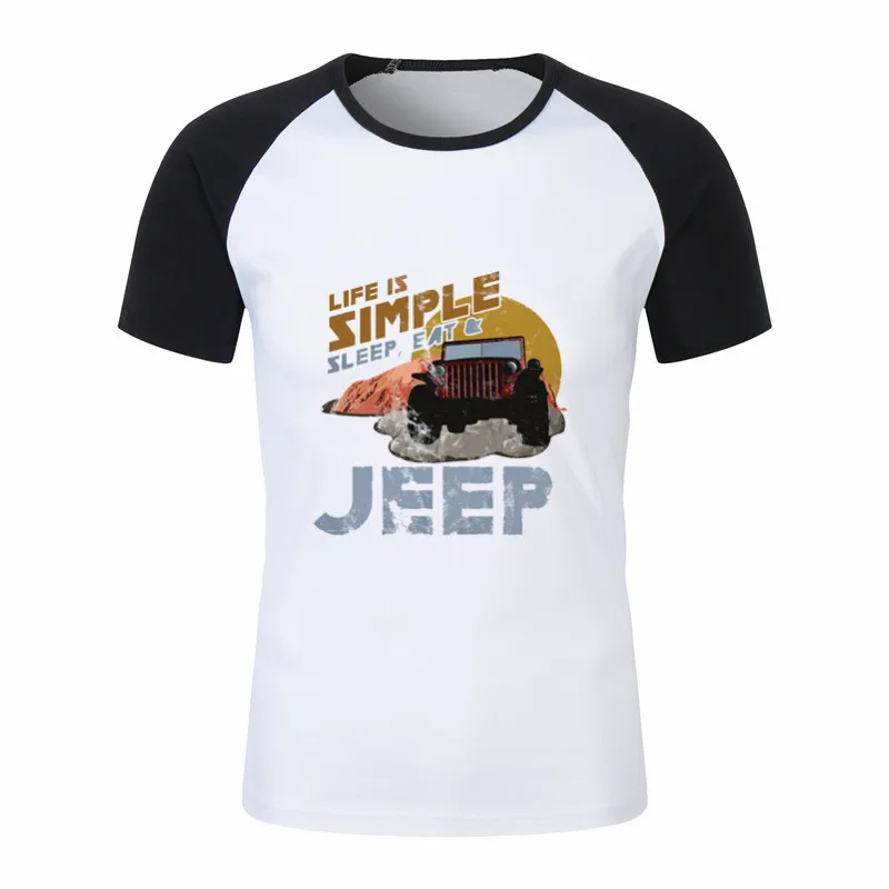 Jeep Графические футболки, рубашка с аркадным принтом, Мужская футболка, Повседневная футболка с коротким рукавом, Мужская Уличная одежда - Цвет: P1774A-black