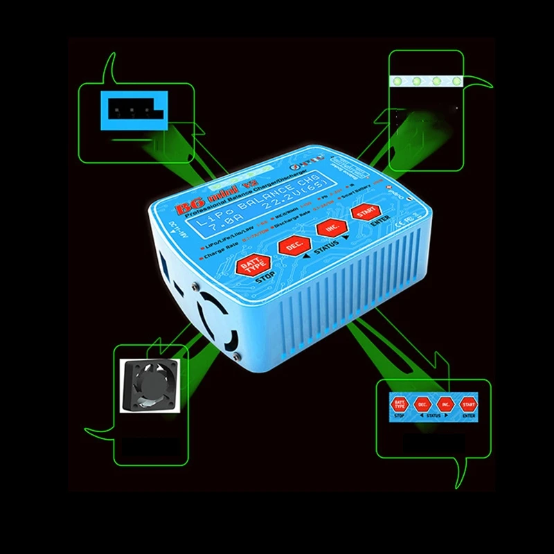

HTRC TRC Minib6 Lithium Battery Charger IMAXB6 Smart Charger with 1602 Screen 11-18V Battery Charger for Household