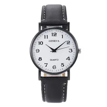 New Women Watch Stainless Steel Dial Casual Bracelet Watch Leather Band Quartz Watches Round Vintage