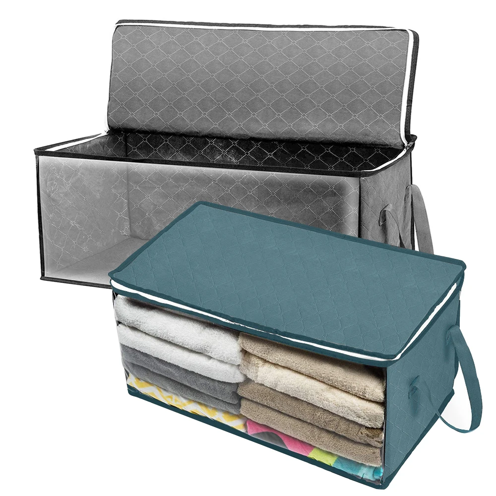 Сумки для хранения стеганых одеял, нетканые коробки для хранения одежды с крышками, мешки для хранения в шкафу, влагостойкие и пыленепрониц...