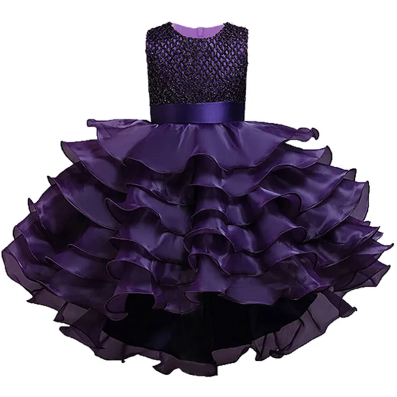 purple Детская одежда с юбкой-пачкой в цветочек элегантные атласные кружевные платья без рукавов для девочек, вечерние платья принцессы для детей 3, 4, 6, 8, 10, 12 лет - Цвет: purple