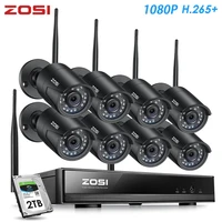 zosi h 265 1080p wireless cctv security camera system kit 8ch 2k nvr with 8pcs 2mp outdoor wifi video surveillance ip cameras