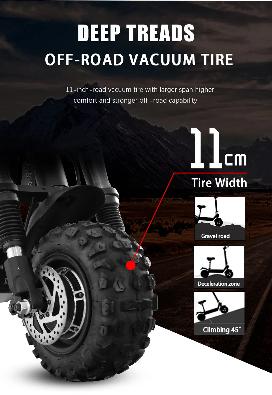 Электрический скутер 60V3200W 80 км/ч патинетовый электрический 11 дюймов двойное