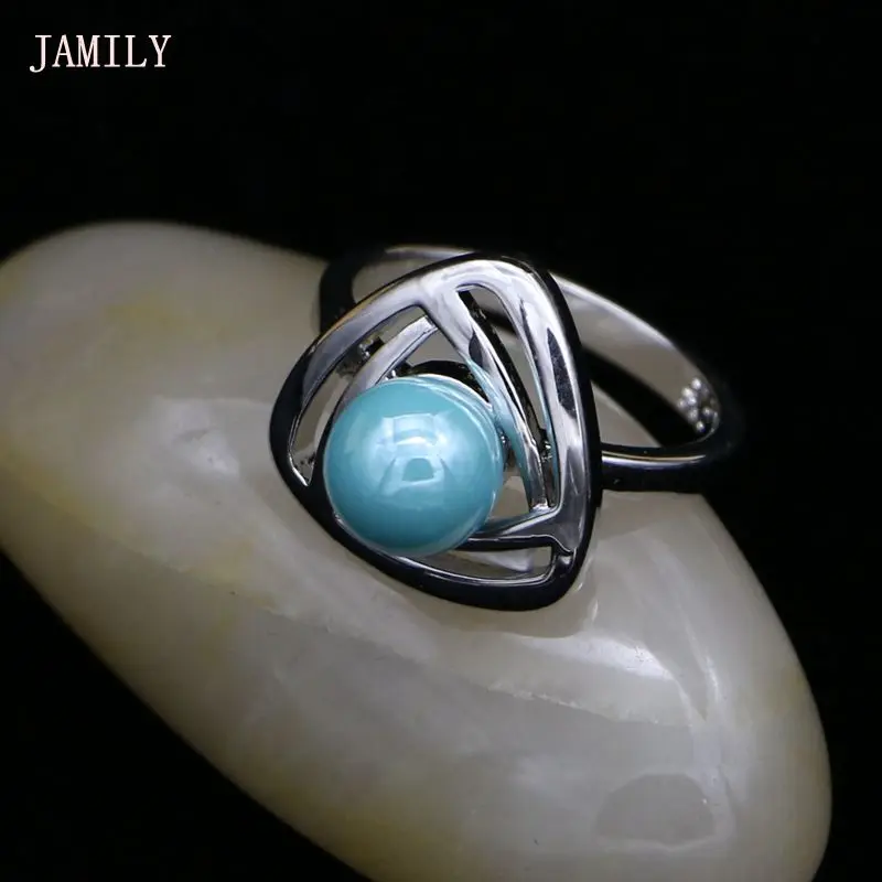 Простые жемчужные Ювелирные наборы синие бусы кулон кольцо ожерелье