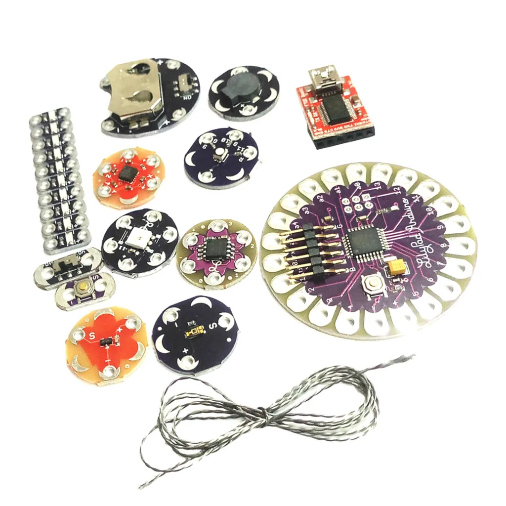 Lilypad набор носимых Sewable Led люкс ATmega328P датчик температуры зуммер | Строительство и