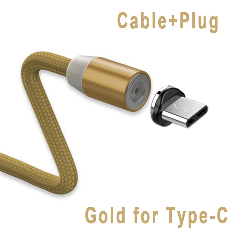 Gold for Type-C Вы первый Usb-c кабель Micro USB Магнитный кабель type C провод для iPhone металлический штекер светодиодный зарядный кабель 1 м/2 м для Android ios - Цвет: Gold for Type-C