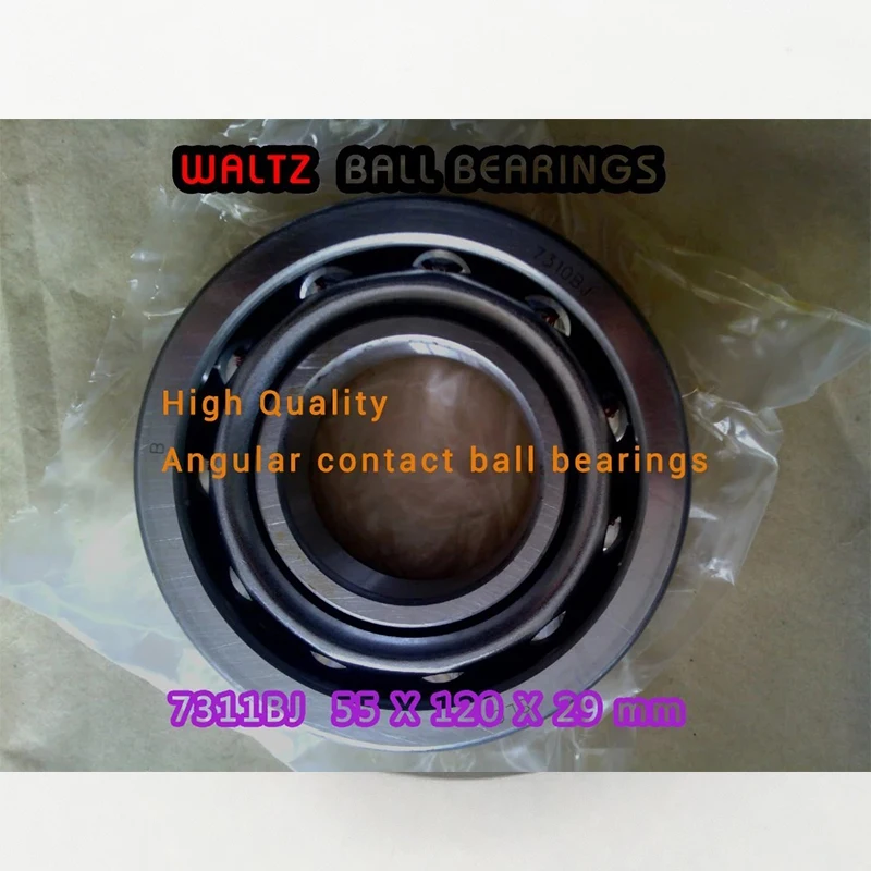 

Радиально-упорные шарикоподшипники 7311BJ 55x120x29 мм P6 7311, стальной корпус, 40 контактов, для парного монтажа, сделано в Китае