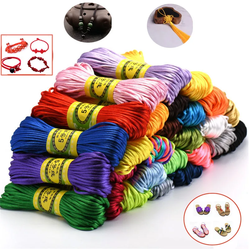 

20m 2.5mm Braided Macrame Silk Satin Cord Rope DIY Jewellery Bracelet Making Beading Thread String Chinese Knotting Wire Cord