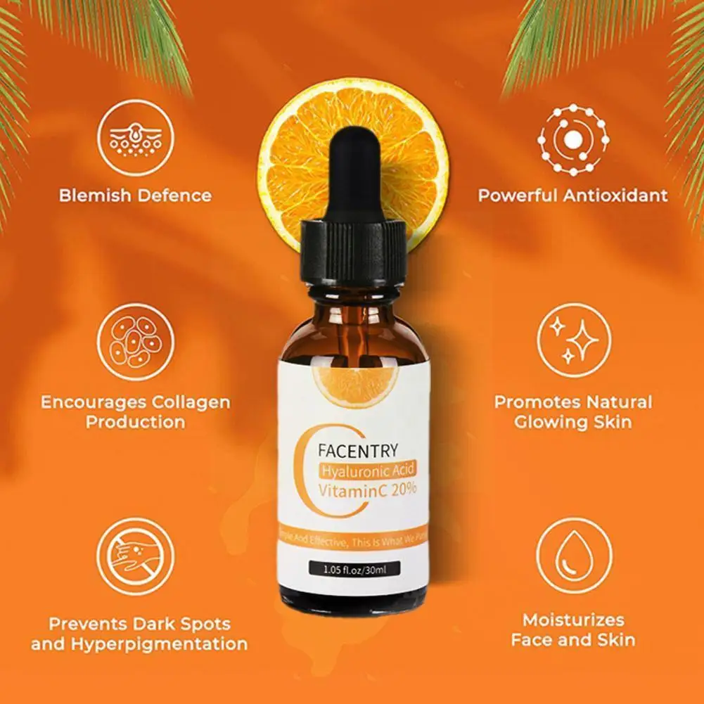 

30ml Vitamin C Liquid Serum Hyaluronic Acid Anti-aging Vc Essence Face Whitening Serum Wholesale Oil Q8k1