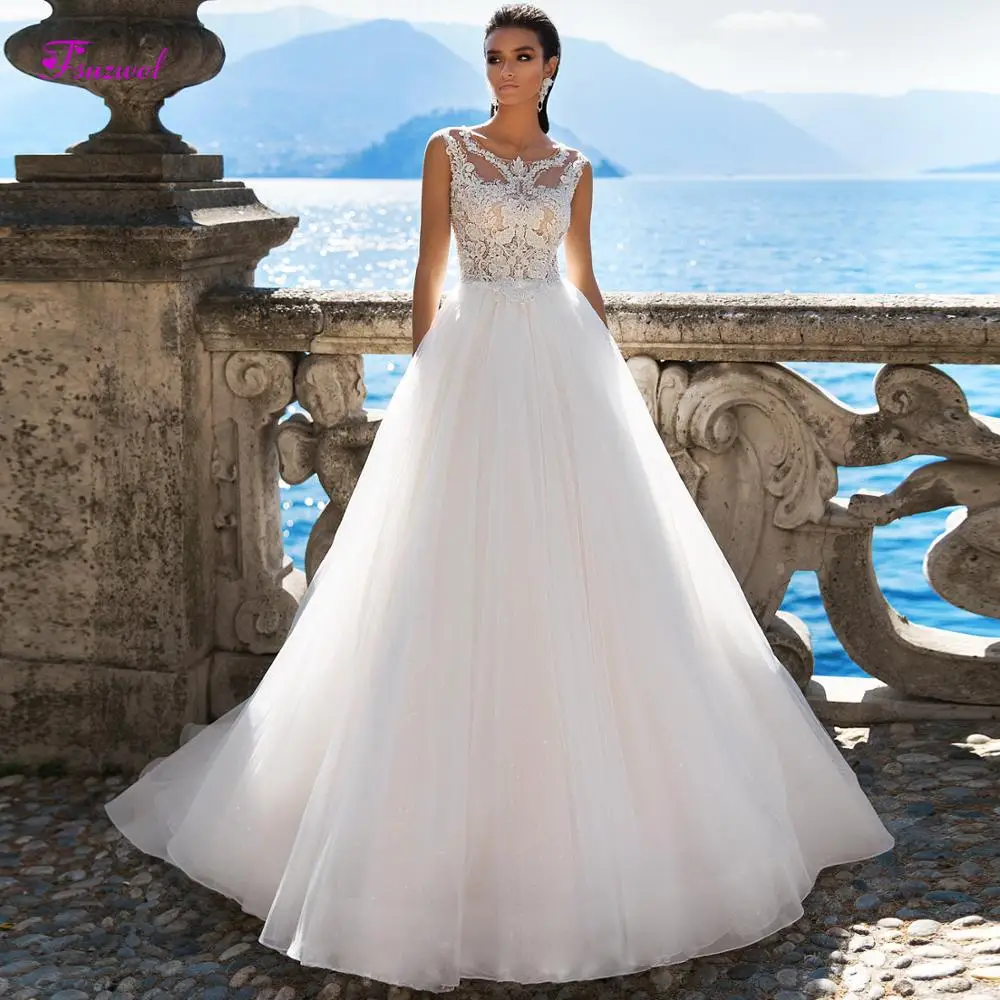 Fsuzwel Новое поступление сексуальные свадебные платья трапециевидной формы с