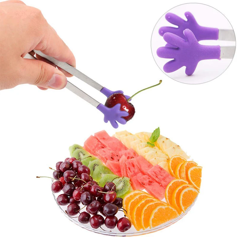 Palm Silicone Mini Food Tongs Non-slip Fingers Sleeve Hand Shape Bread Meat Salad Serving BBQ Kitchen Gadgets |
