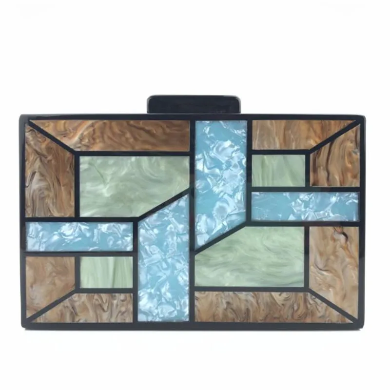 

2022 Colorful Acrylic Evening Bags Patchwork Wedding Dinner Clutch Wallets Party Purse For Ladies Drop Shipping MN1574