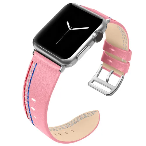 Кожаный ремешок для Apple Watch 42 мм для Iwatch серии 4 3 2 1 40 мм 44 мм сменный Браслет аксессуары для часов - Цвет ремешка: Розовый