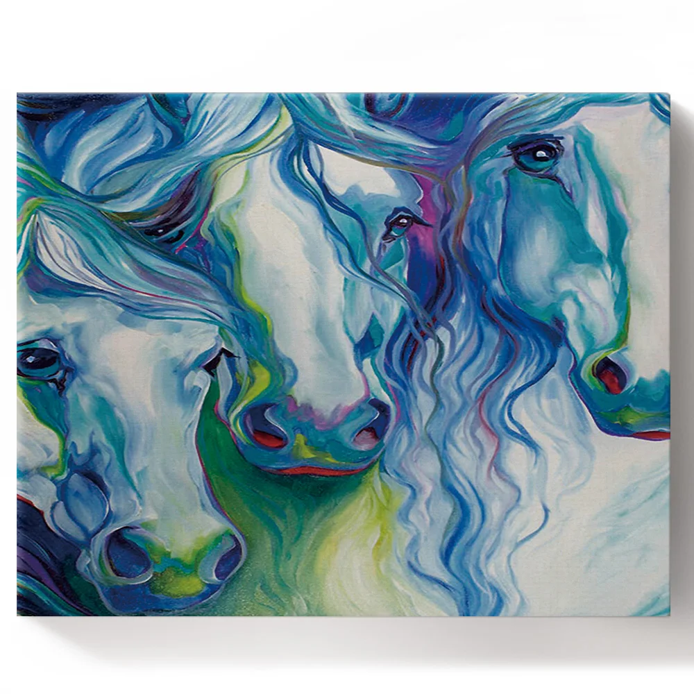 Рамка DIY живопись по номерам абстрактная лошадка Акварельная Настенная картина