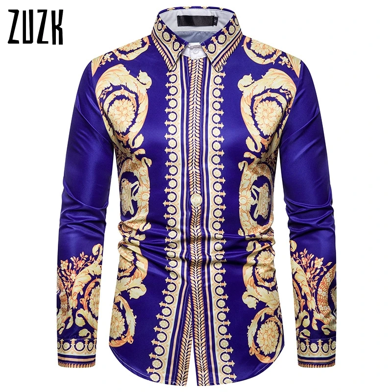 Мужская рубашка с длинным рукавом ZUZK модная под смокинг в стиле ретро