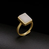 natural open 925 sterling silver gilded inlaid hetian jade lovely for women rings individuality silver rings sterling silver 925