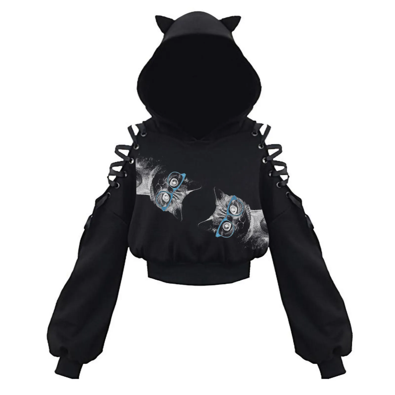 Women's Cat Ear Hoodie Pullover Long Sleeve Hooded Sweatshirt Autumn And Winter Cute Blouse Gothic For Women Sweetshirts